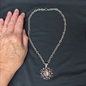 Silver and Lilac Pendant Necklace